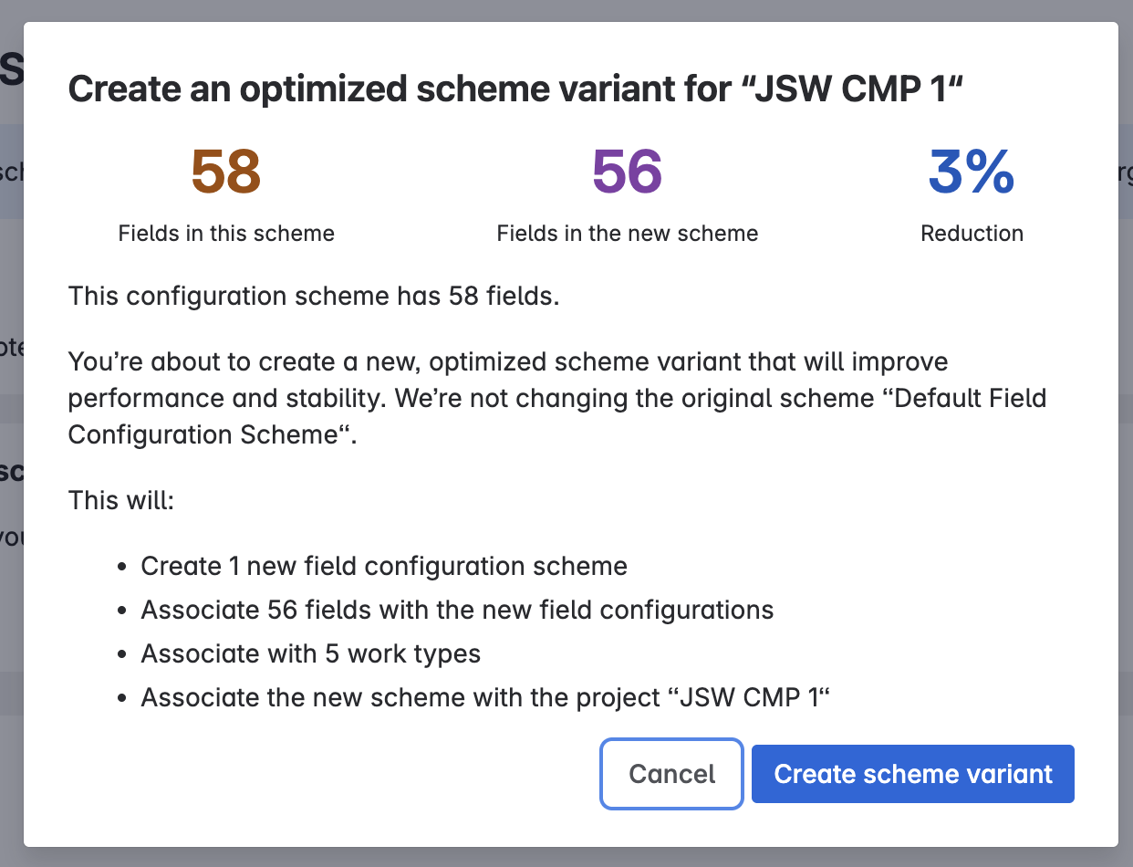Jira admin work item configuration scheme optimization review