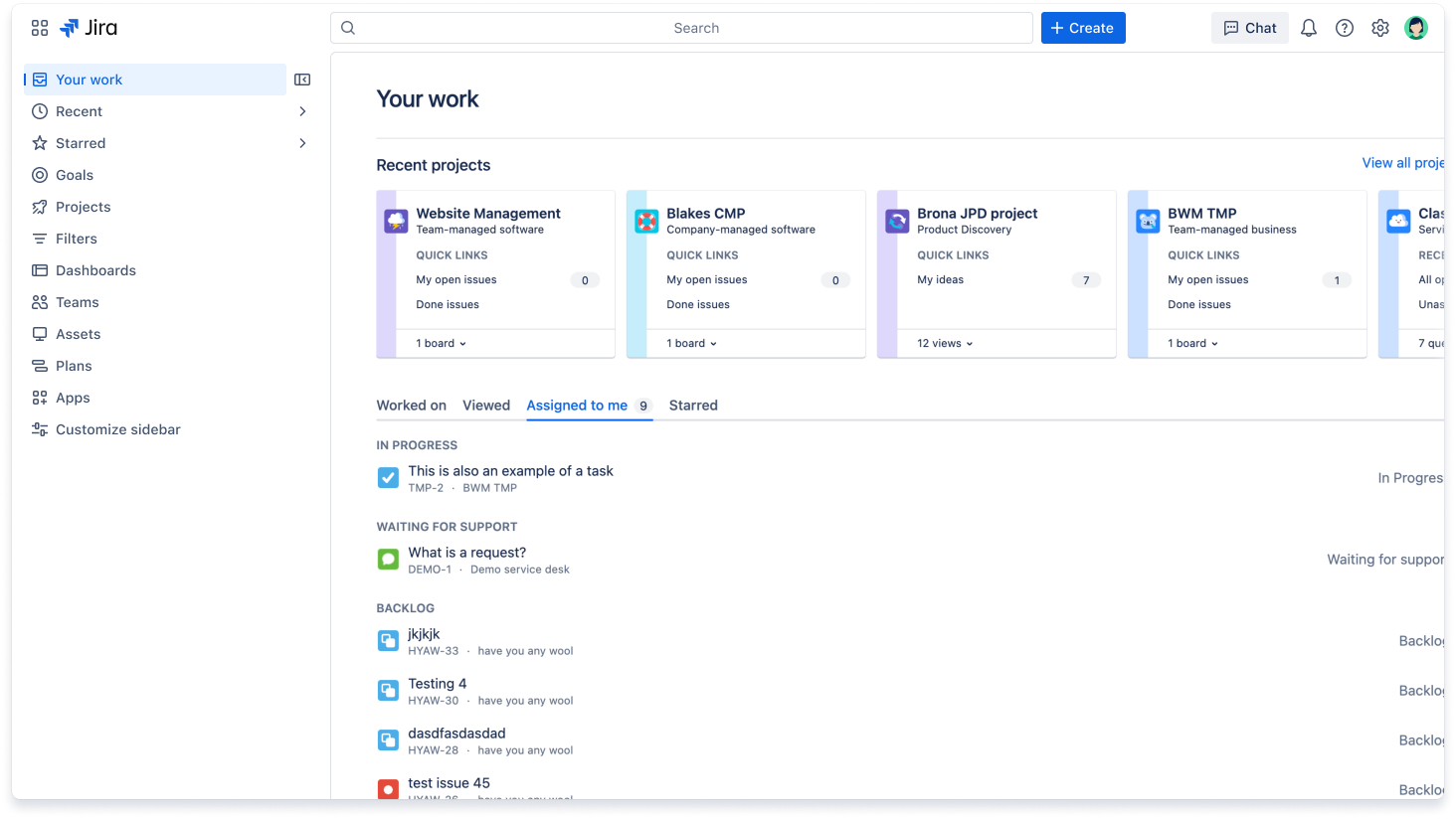 Jira's new navigation your work