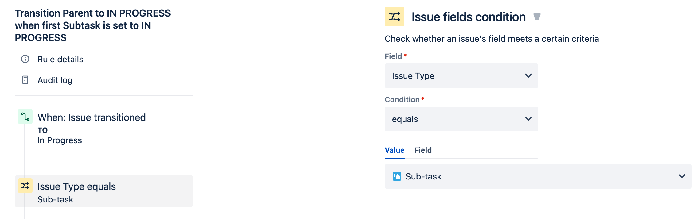 Use issue fields condition