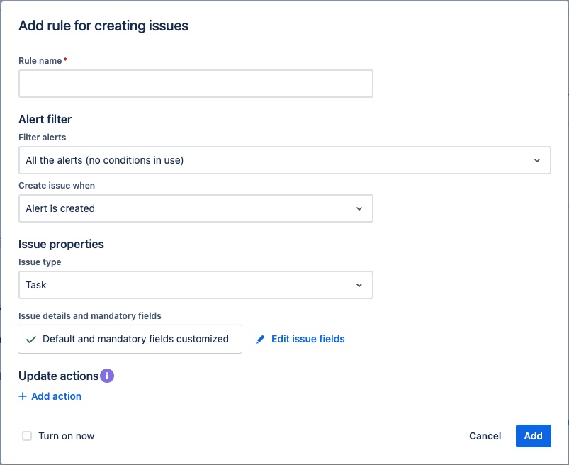 Add rule for creating issues in Sync