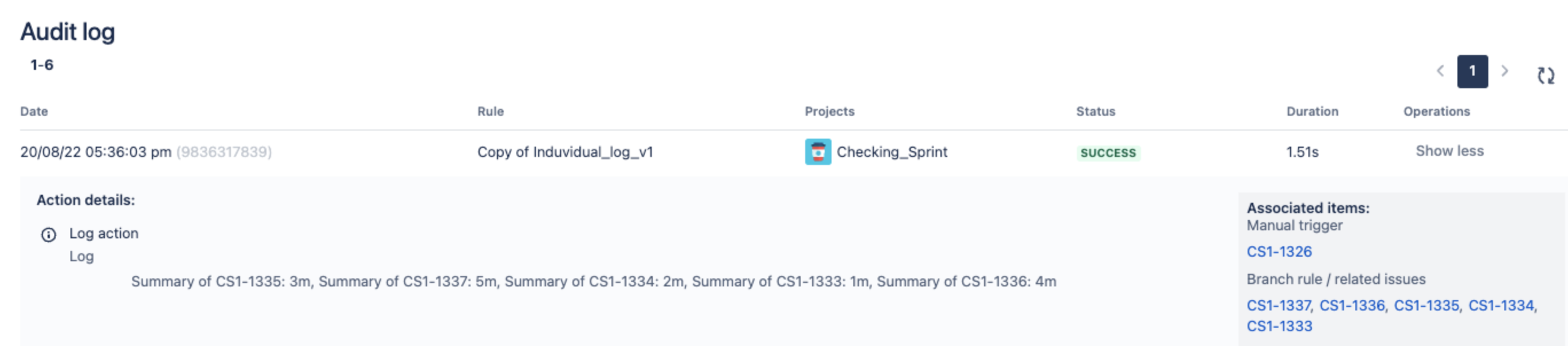 Sum of worklogged output in automation audit logs