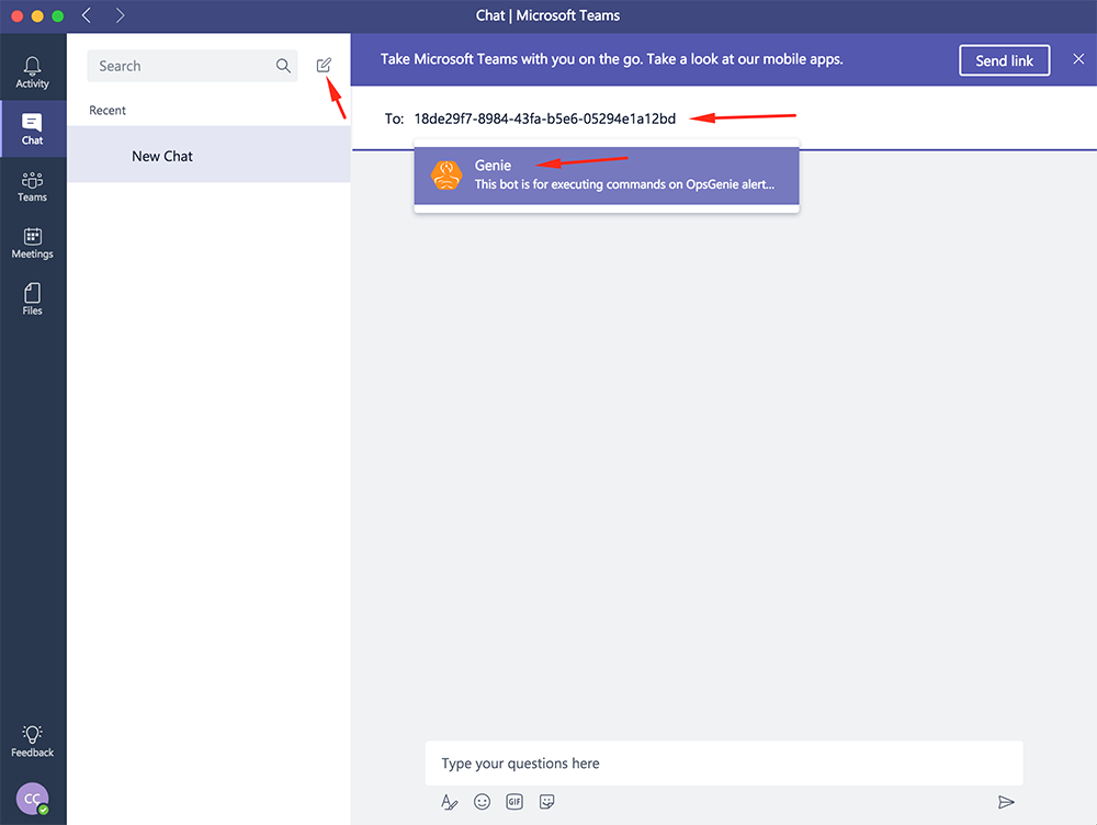 Microsoft Teams bot chat