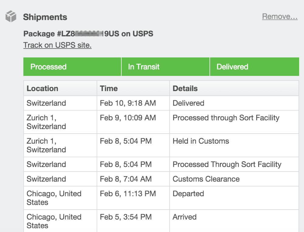 Package tracking