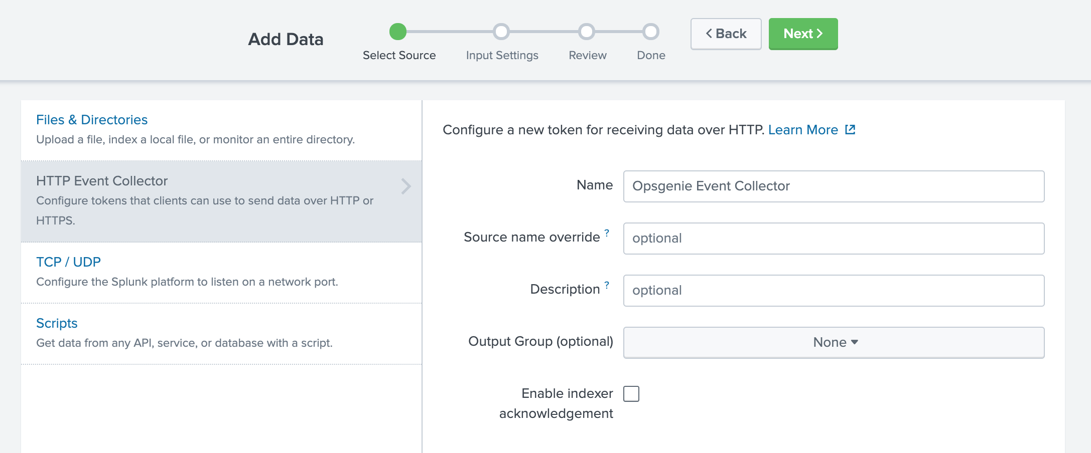 Splunk HTTP イベント コレクター