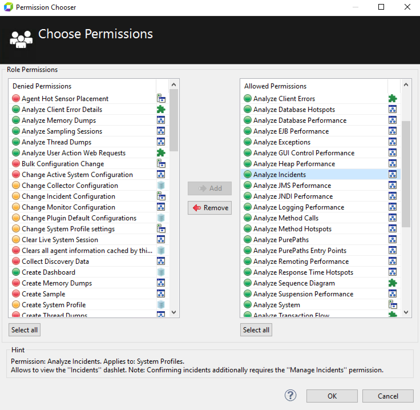 Dynatrace server choose permissions