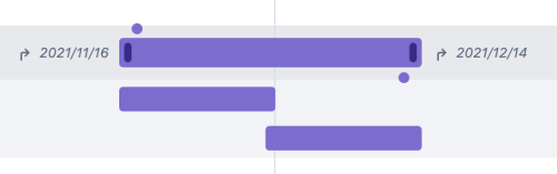 When the roadmap is rolling up dates, you'll see these arrows on your Jira Software Cloud issues