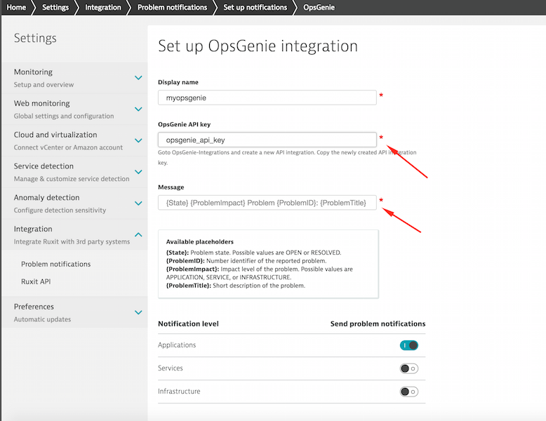 Set up Opsgenie integration