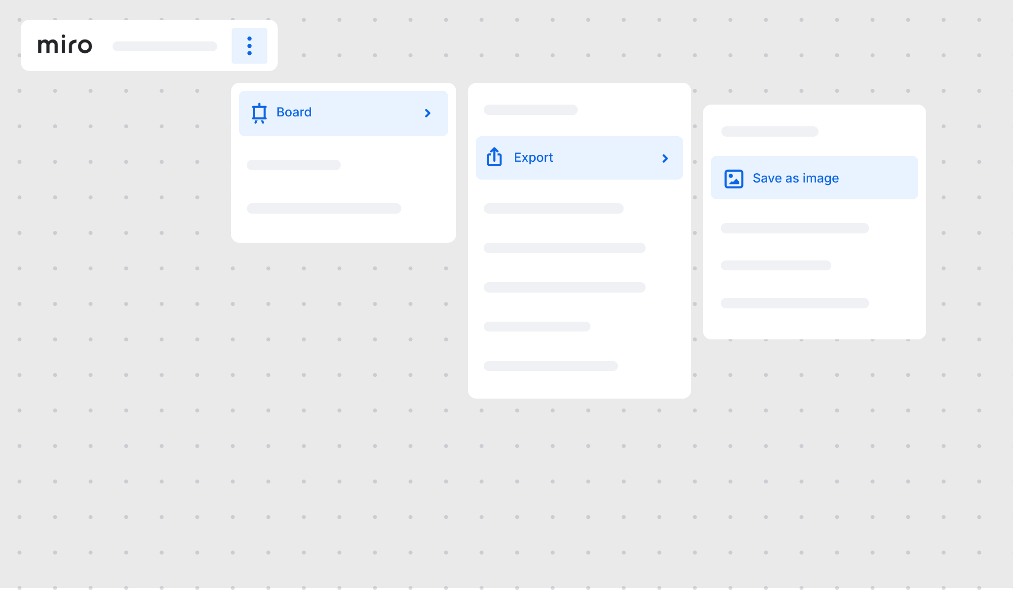 Miro export menu selections for Confluence whiteboard import