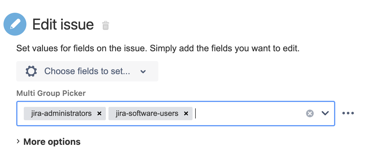 Scenario 1 - methods to update a group picker (multiple groups) field