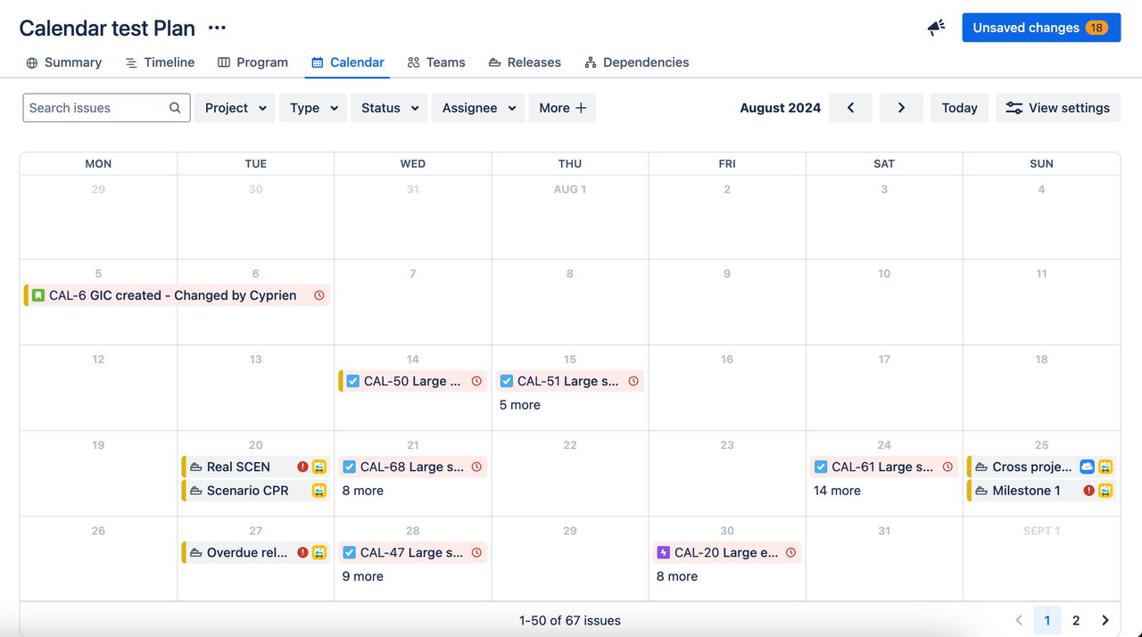 View your work on a calendar in Jira Software Premium