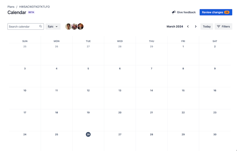 View your work on a calendar in Jira Software Premium