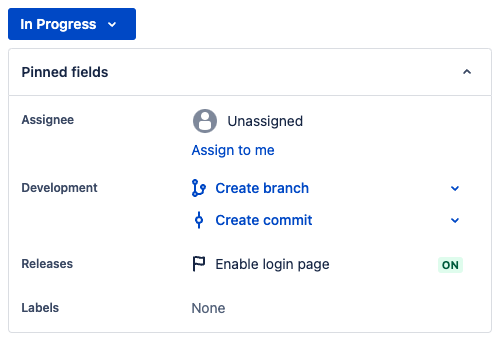 Jira 課題ビューのリリース パネルに表示されるリンク済み機能フラグ