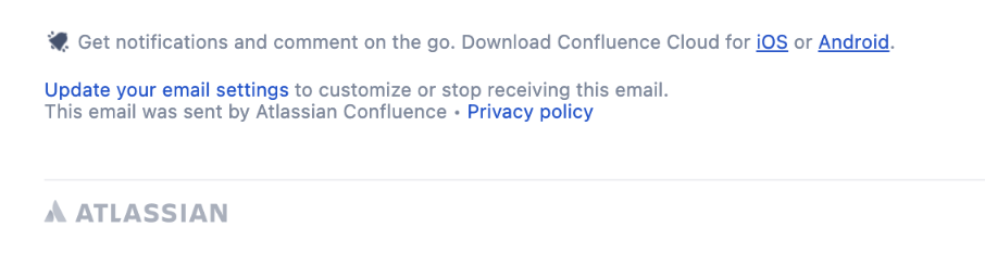 Footer of Confluence email
