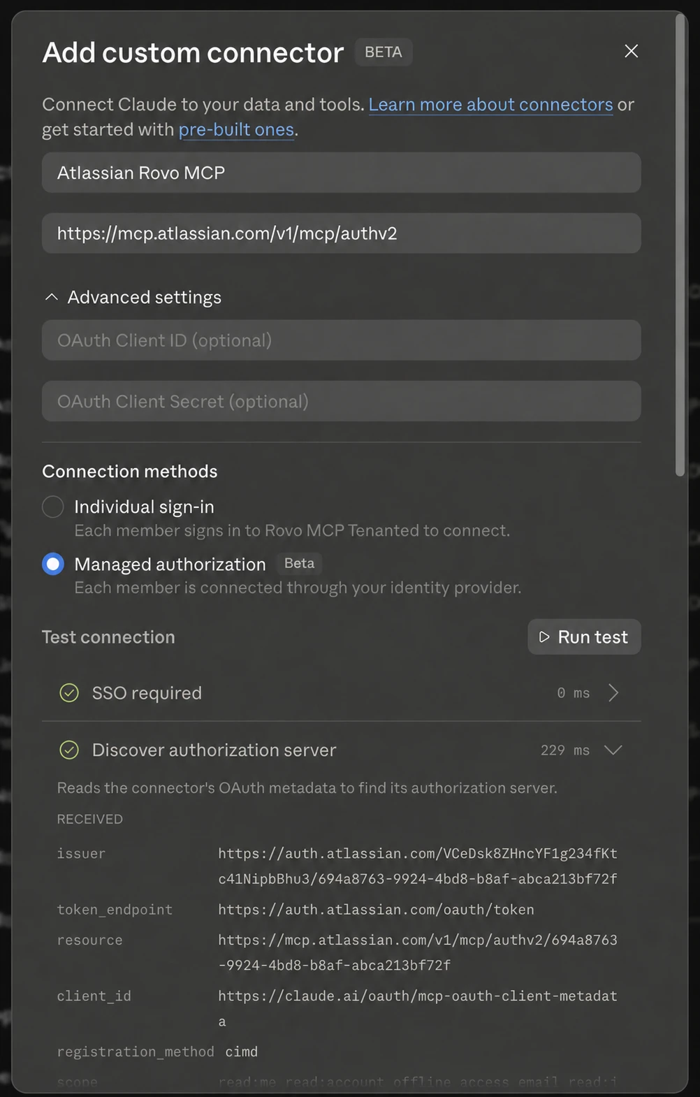 Configure Claude with your Atlassian MCP connection