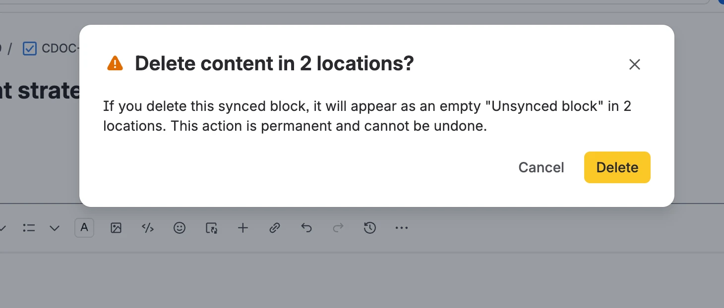 Option to delete synced blocks in more than one location