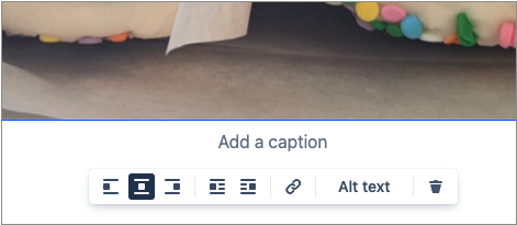 The floating image toolbar in the new Confluence editor