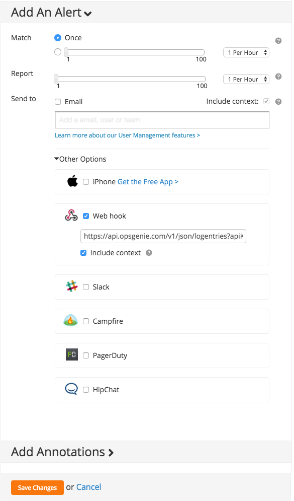 Logentries にアラートを追加する