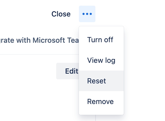 Reset Microsoft Teams integration option in more options