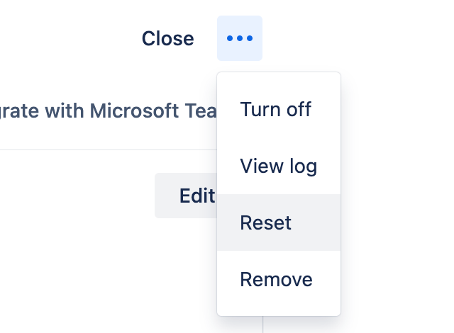 より多くのオプションで Microsoft Teams 統合オプションをリセットする