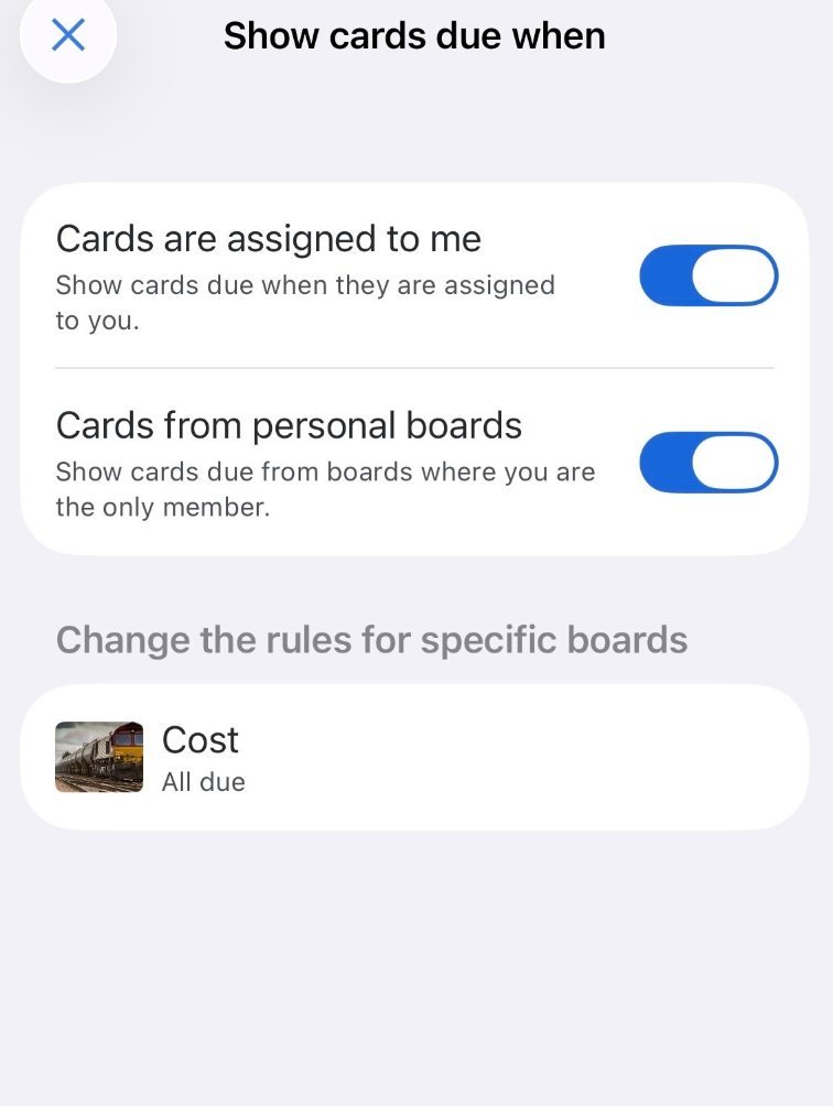 Card due date settings in Planner