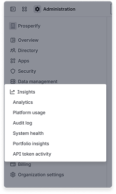 Insights category in Atlassian Administration, which is the sixth item in the primary navigation.