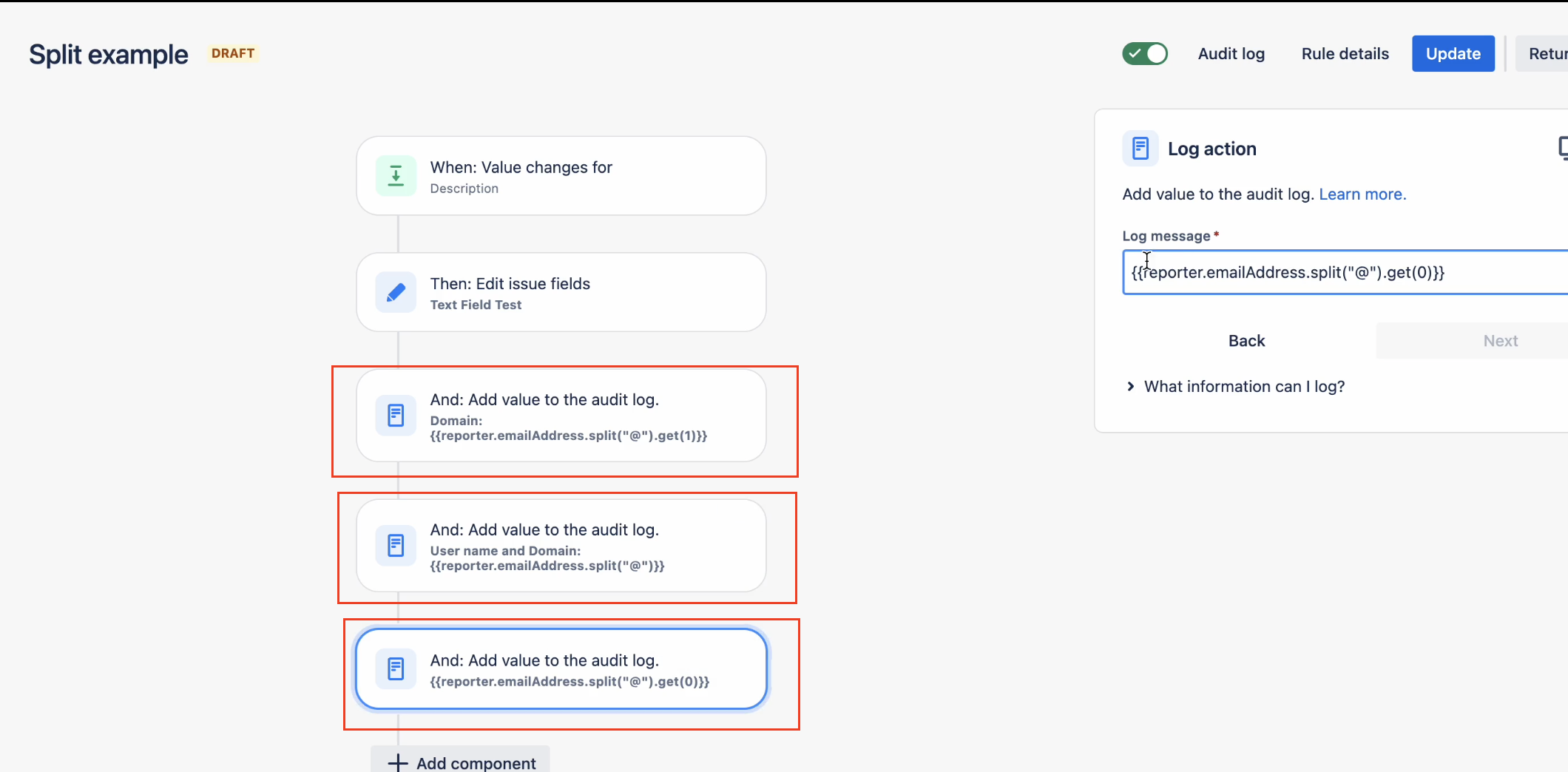 split() usage in smart value in automation rules