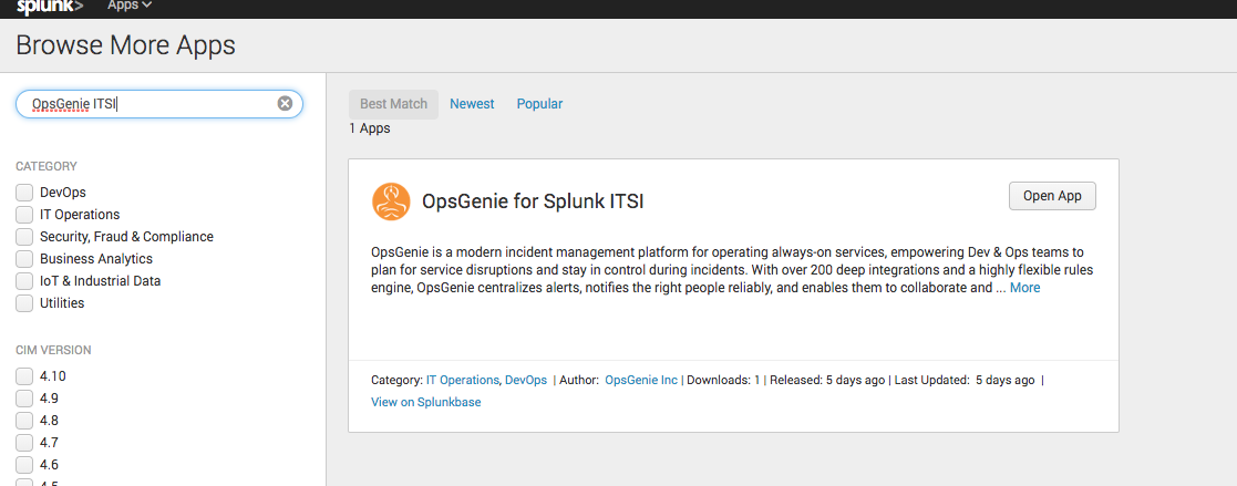 Splunk ITSI install app