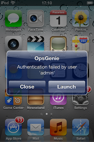 OpenNMS App alert