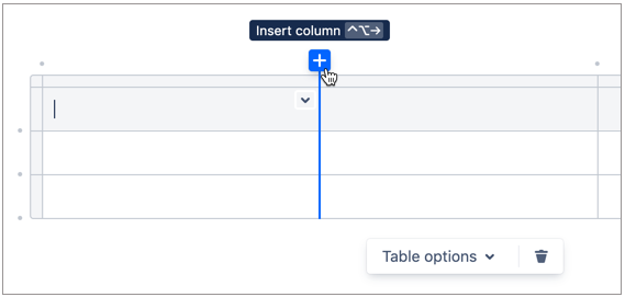 Inserting a new column in a Confluence