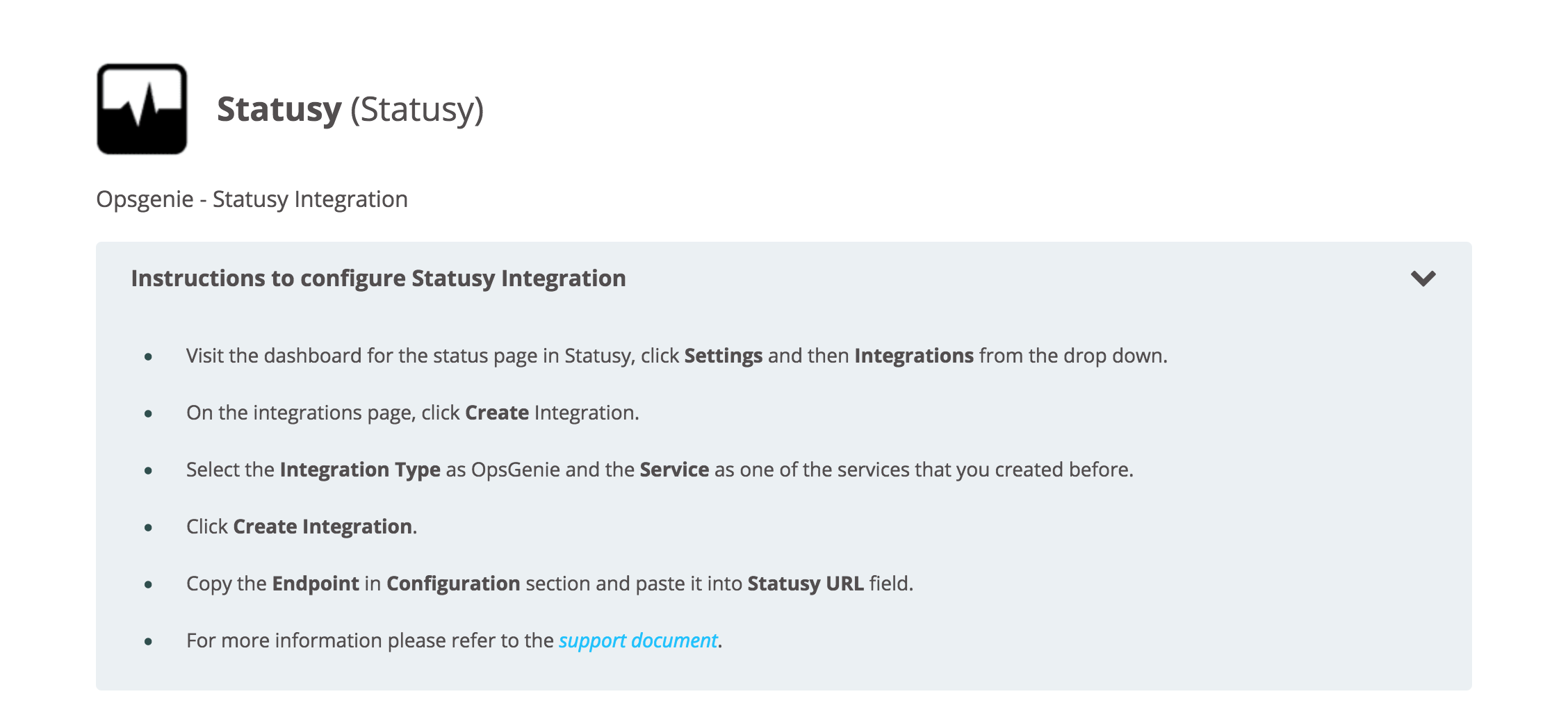 Instruction to configure Statusy integration