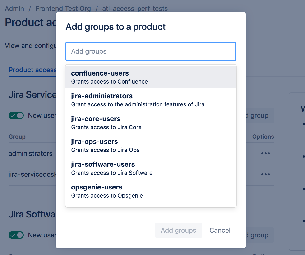 Add groups to a product - with an option to select a group from a list or to enter the group name. 
