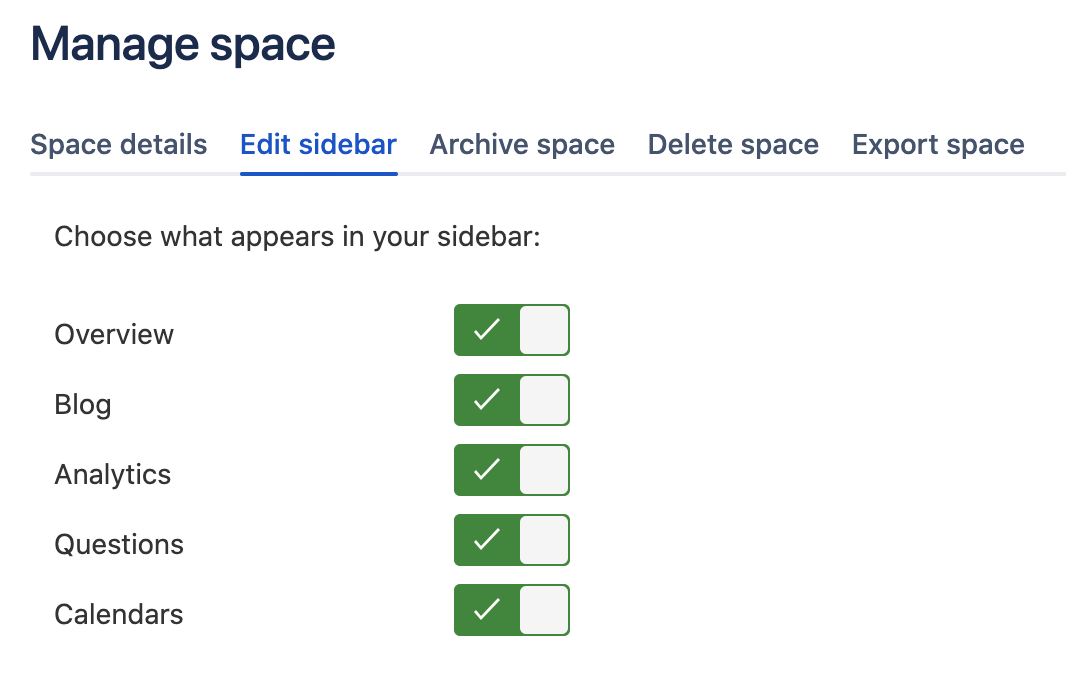 Edit what appears in your space sidebar.