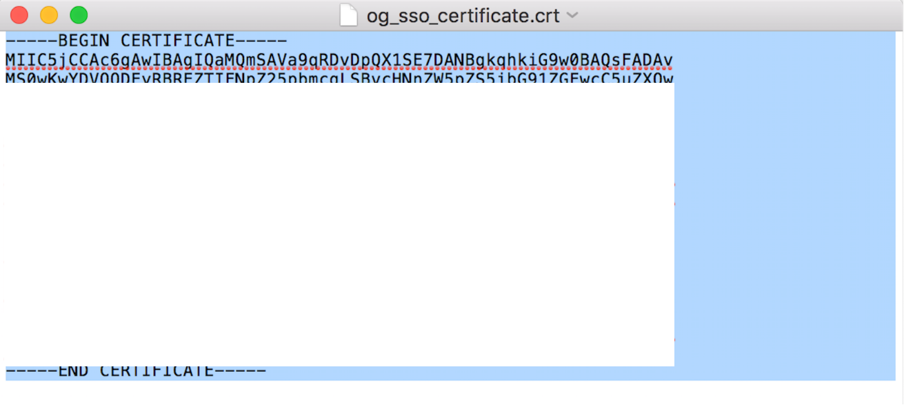 certificate with a text editor 