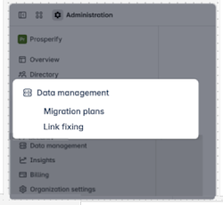 Data management category in Atlassian Administration.Data management is the fifth item in the primary navigation.