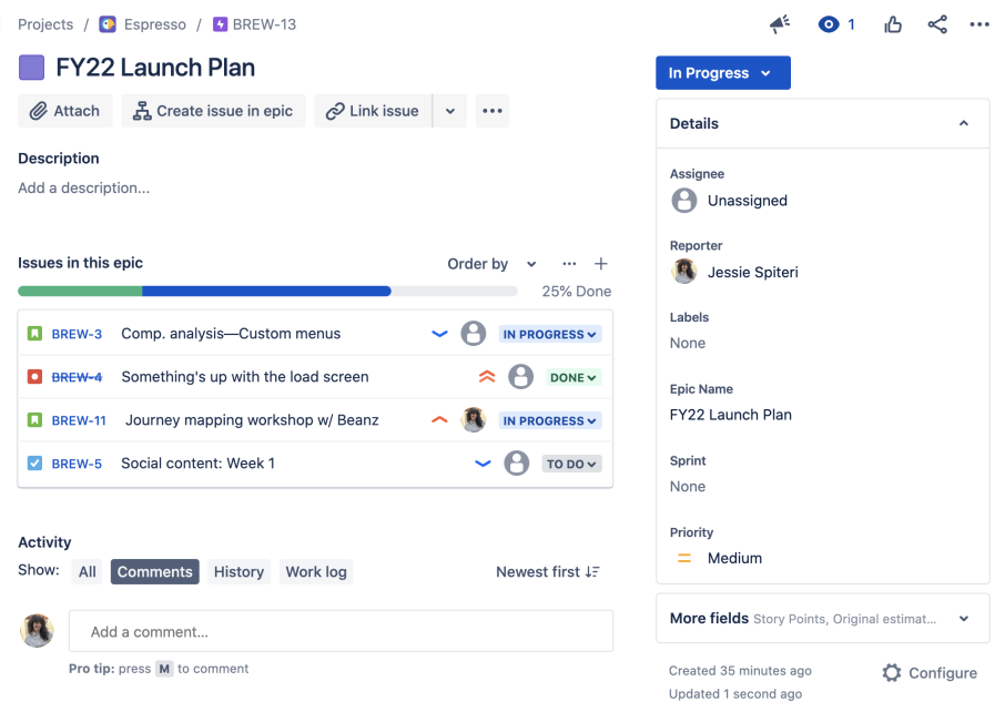 What is an epic? | Jira Software Cloud | Atlassian Support