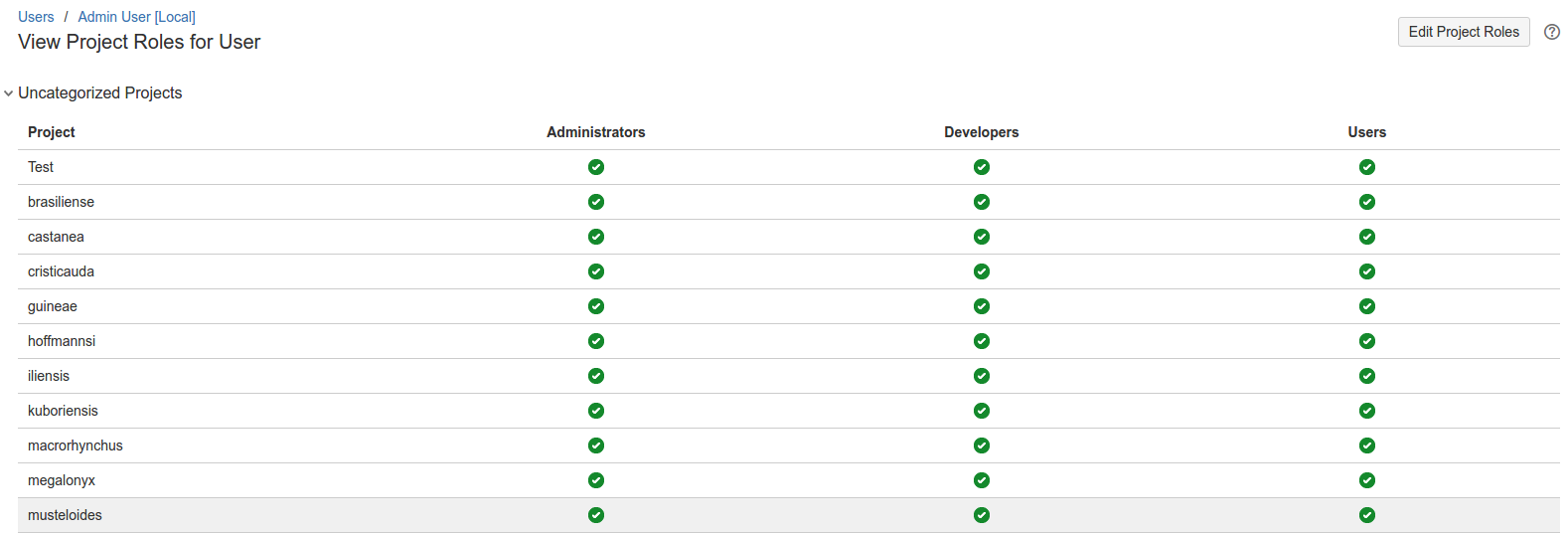 Project Roles overview