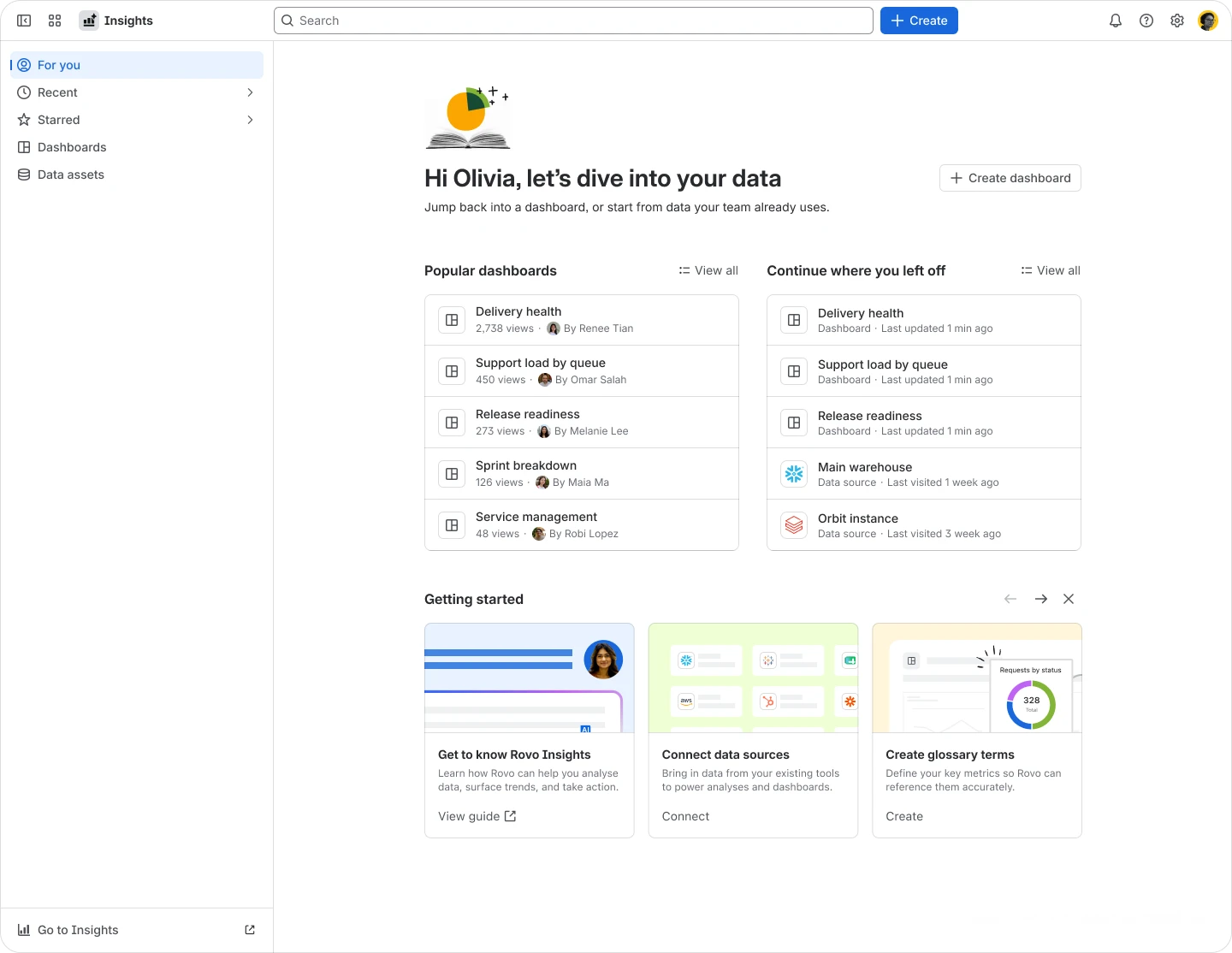 Homepage as seen by non Rovo users.