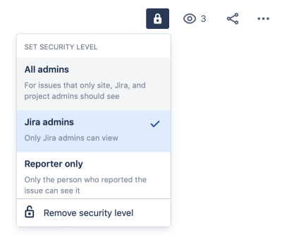 Jira Cloud のセキュリティ レベルのスクリーンショット