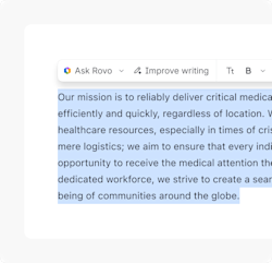 The Ask Rovo option in the floating toolbar.