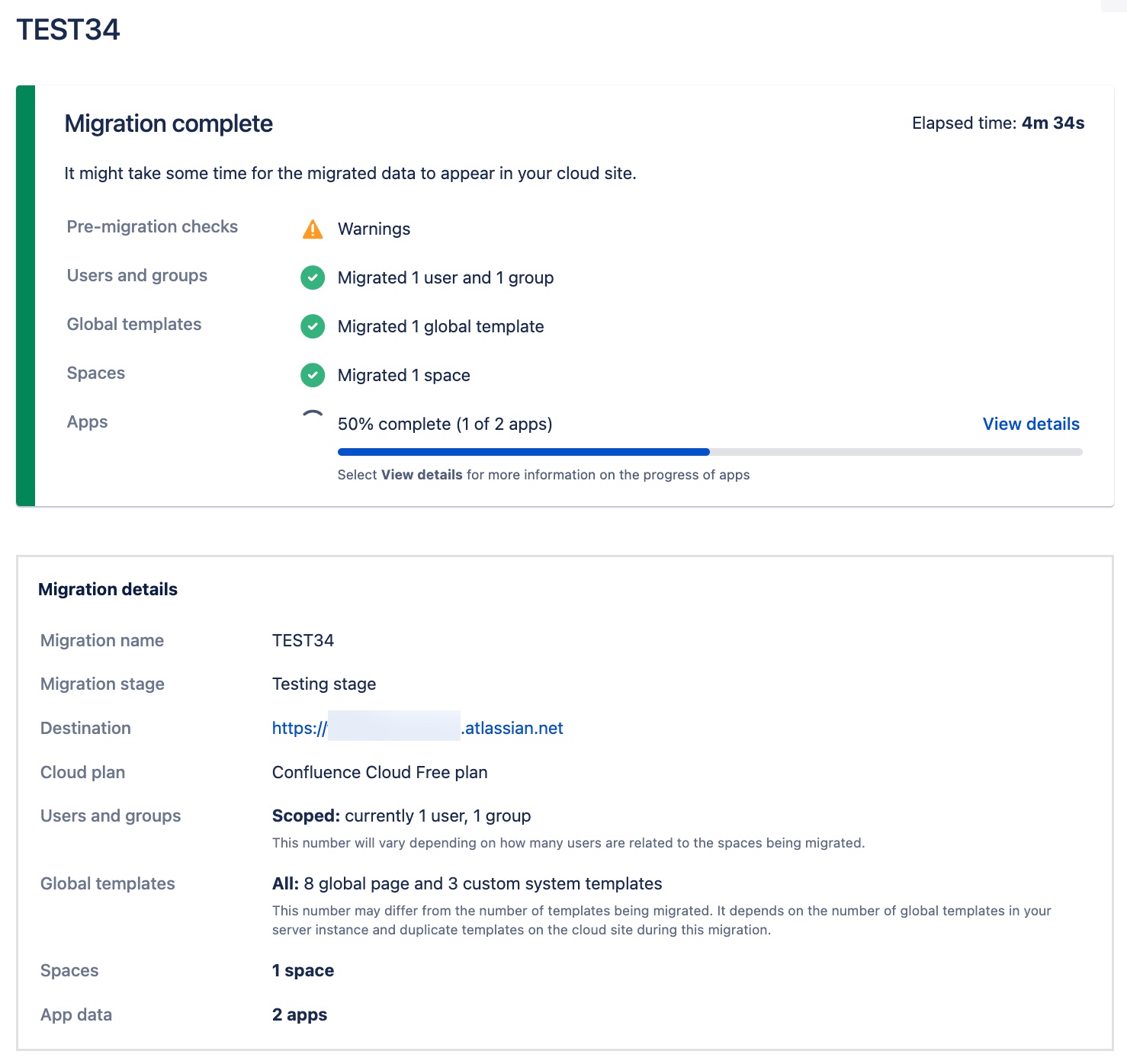 Progress of migration of apps