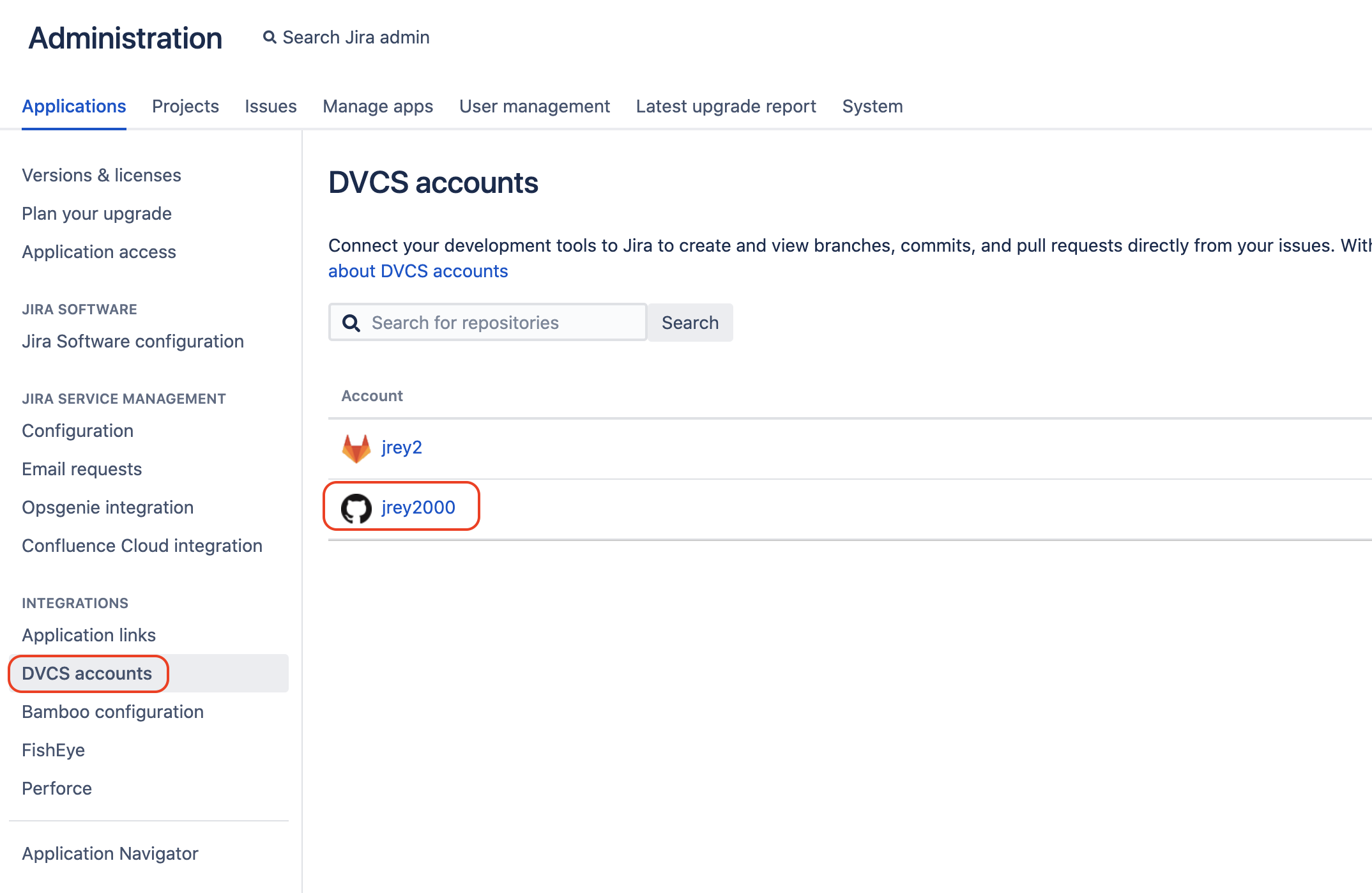 DVCS accounts