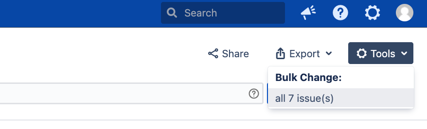 Bulk Change option shown in the Tools drop-down.