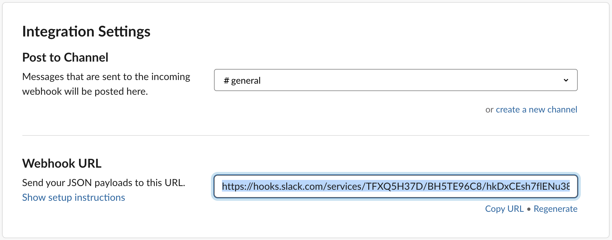 Copy the webhook URL
