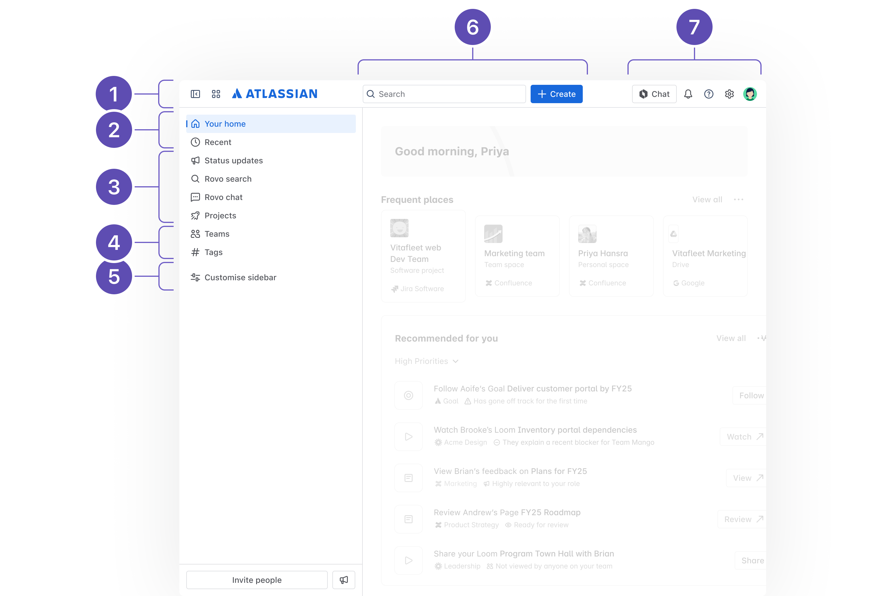 Atlassian Home's new navigation