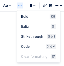 テキスト書式設定オプションが表示されている Trello テキスト エディターのメニュー