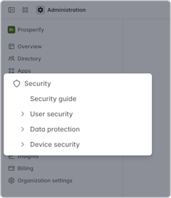 Security page in Atlassian Administration. Security is the fourth item in the primary navigation.