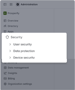 Security page in Atlassian Administration. Security is the fourth item in the primary navigation.