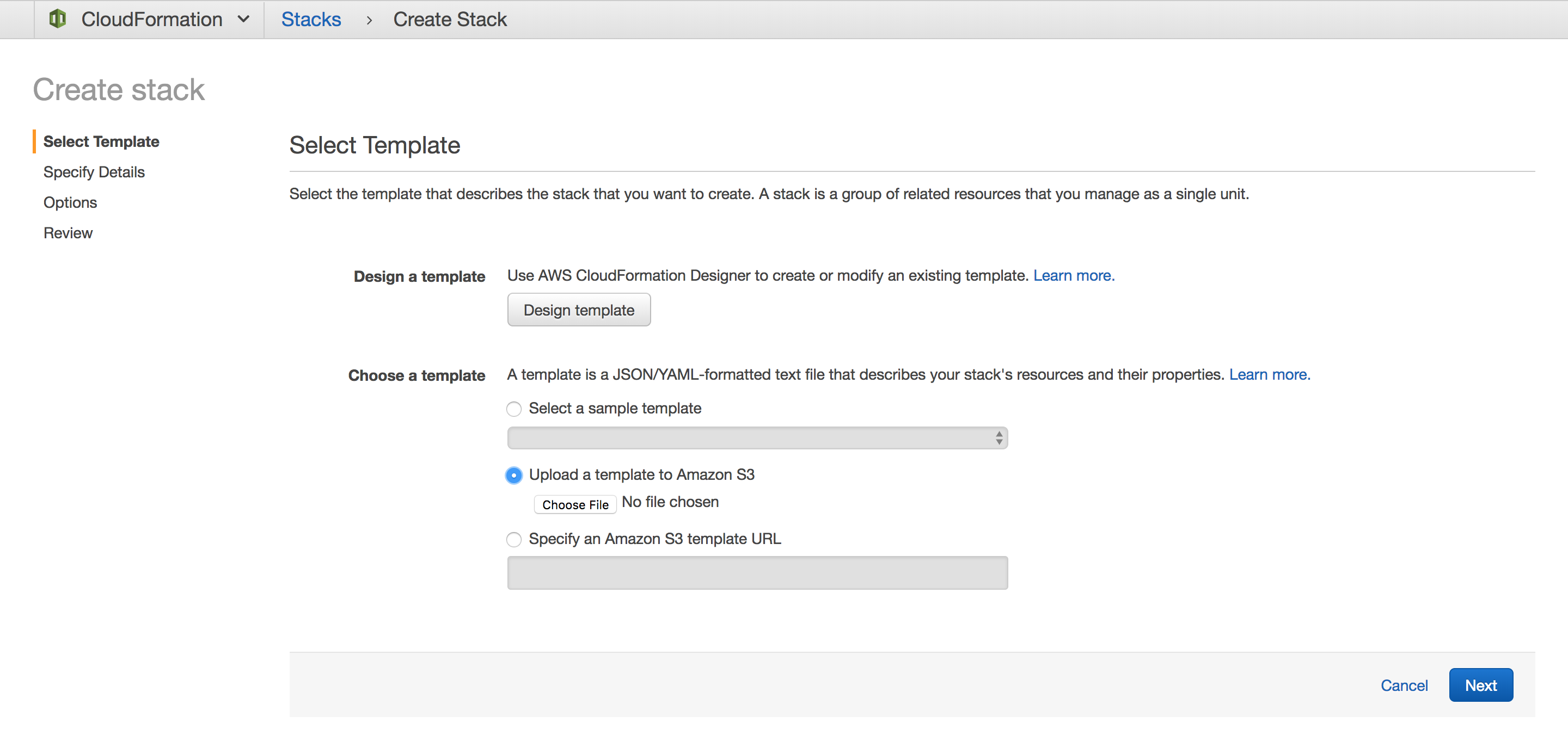 CloudFormation select template