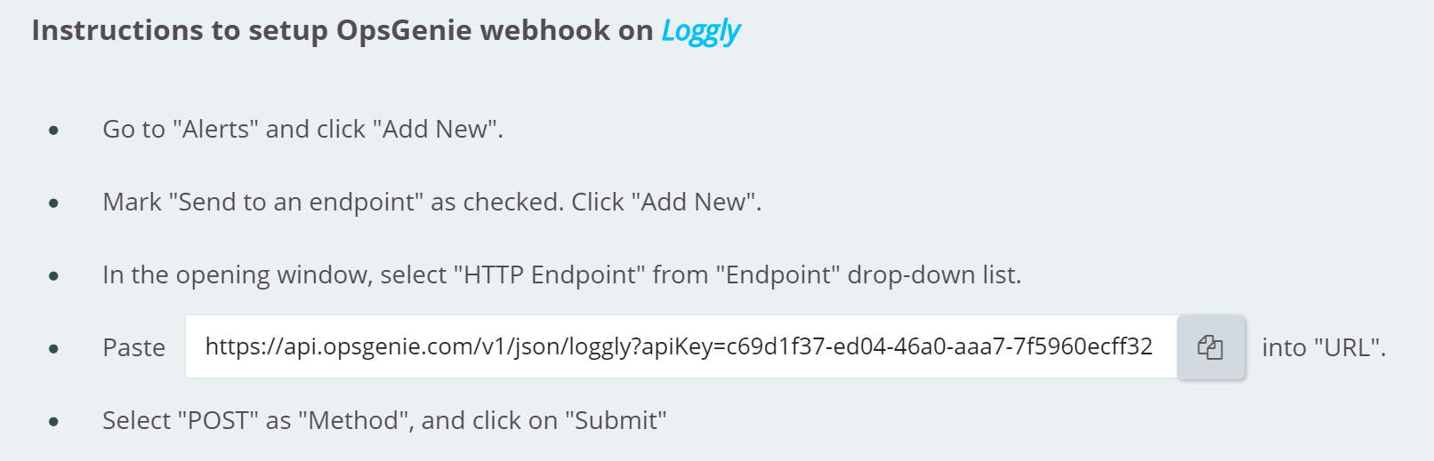 Loggly API key