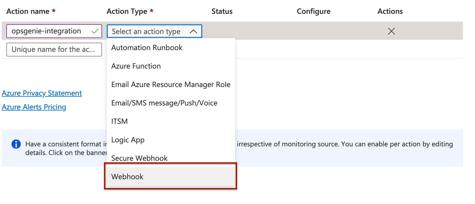 Microsoft Azure Event Hubs action type